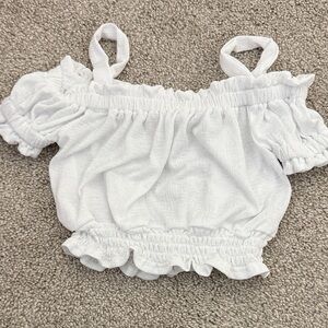 White Ruffled Kids crop top